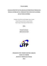 Image of Analisa Efektifitas Pelaksanaan Penerbitan Pemakaian Tenaga Listrik (P2LT) Terhadap Rugi-rugi Daya (Losses) di ULP Sungai Rumbai