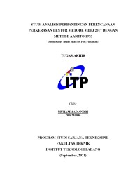 Image of STUDI ANALISIS PERBANDINGAN PERENCANAAN PERKERASAN LENTUR METODE MDPJ 2017 DENGAN METODE AASHTO 1993