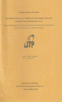 Image of REHABILITASI JALAN PHJD KSPN MANDEH TAHAP III KABUPATEN PESISIR SELATAN