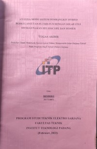 Image of Analisa Mode Sistem Pembangkit Hybrid Berkelanjutan PLTMH-PLN dengan Solar Cell Menggunakan Helioscope dan Homer (Studi Kasus : Pabrik Teh PTPN VI Kayo Aro)