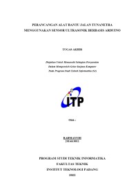 Image of PERANCANGAN ALAT BANTU JALAN TUNANETRA MENGGUNAKAN SENSOR ULTRASONIK BERBASIS ARDUINO