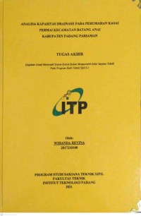 Image of ANALISA KAPASITAS DRAINASE PADA PERUMAHAN KASAI PERMAI KECAMATAN BATANG ANAI KABUPATEN PADANG PARIAMAN