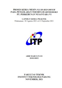 Image of Proses Kerja Mesin Fluid Bed Dryer Pada Pengolahan Teh Hitam Orthodoks PT Perkebunan Nusantara VI