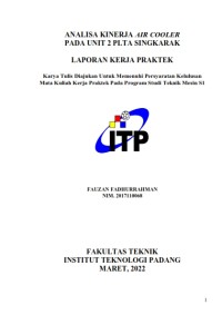 Image of Analisa Kinerja Air Cooler Pada Unit 2 PLTA Singkarak