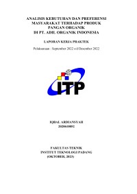 Image of Analisis kebutuhan dan preferensi masyarakat terhadap produk pangan organik di PT Adil Organik Indonesia