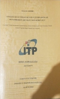 Image of Analisa Kuat Tekan Beton F'c25 MPa Dengan Penambahan Abu Batu dan Semen Pcc