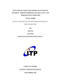 Image of PENGARUH PUTARAN PADA PROSES MANUFAKTUR MATERIAL ADHESIVE BERBAHAN DASAR TANNIC ACID TERHADAP SIFAT MEKANIK