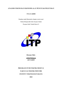 Image of Analisis teknis dan ekonomi alat pencetak pelet ikan