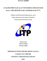 Image of Analisis prestasi alat pengering efek rumah kaca tipe rotary pada temperatur 70 °C