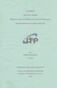 Image of Perancangan pembuatan dan pengujian mesin pengupas sabut kelapa