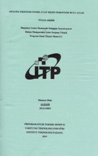 Image of Analisa Ekonomi Pembuatan Mesin Perontok Bulu Ayam