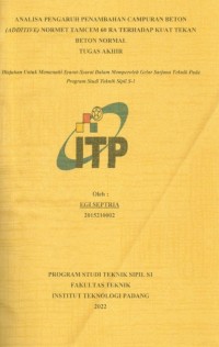 Image of Analisa Pengaruh Penambahan Campuran Beton (Additive) Normet Tamcem 60 RA terhadap Kuat Tekan Beton Normal