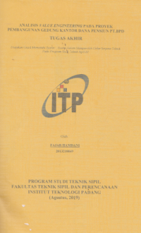 Image of Analisis Value Engineering Pada Proyek Pembangunan Gedung Kantor Dana Pensiun PT. BPD