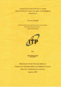 Image of Kajian Kuat Tekan Beton Fc 18 Mpa dengan Menggunakan Quarry yang Berbeda (Material)