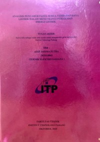 Image of ANALISIS PENGARUH PANEL SURYA TERHADAP DAYA LISTRIK DALAM MENGURANGI PEMAKAIAN ENERGI LISTRIK