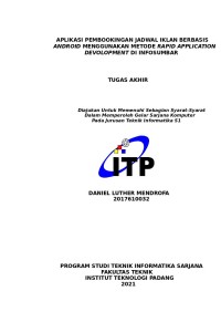 Image of Aplikasi Pembookingan Jadwal Iklan berbasis Android menggunakan metode Rapid Application Devolopment di infoSumbar