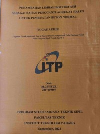 Image of Pemanfaatan Limbah Bottom Ash Sebagai Bahan Pengganti Agregat Halus UNtuk Pembuatan Beton Normal