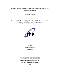 Image of PERANCANGAN DAN PEMBUATAN TURBIN AIR UNTUK PRAKTIKUM PERFORMANSI MESIN