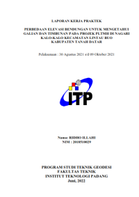 Image of PERBEDAAN ELEVASI BENDUNGAN UNTUK MENGETAHI GALIAN DAN TIMBUNANPADA PROJEK PLTMH DI NAGARI KALO-KALO KECAMATAN LINTAU BUO KABUPATEN TANAH DATAR