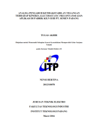 Image of ANALISA PENGARUH KETIDAKSTABILAN TEGANGAN TERHADAP KINERJA ELECTROSTATIC PRECIPITATOR (ESP) APLIKASI DI PABRIK KILN II/III PT. SEMEN PADANG