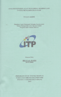 Image of Analisis Kinerja Pengering Resirkulasi untuk Mengeringkan Padi
