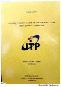 Image of PENGARUH PENGGUNAAN ABU BATU DAN SEMEN MU TYPE 400 TERHADAP KUAT TEKAN BETON