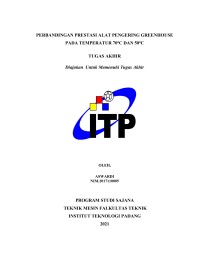 Image of Perbandingan prestasi alat pengering greenhouse pada temperatur 70 dan 50