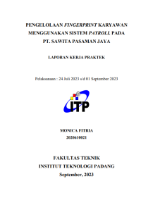 Image of PENGELOLAAN FINGERPRINT KARYAWAN MENGGUNAKAN SISTEM PAYROLL PADA PT. SAWITA PASAMAN JAYA