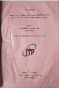 Image of PERANCANGAN GENERATOR MAGNET PERMANEN TIGA PHASA DENGAN MODEL ROTOR IPM-V SHAPED