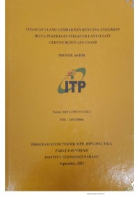 Image of Tinjauan ulang rencana anggaran biaya pekerjaan struktur lantai satu pembangunan gedung Rusun ASN Universitas Andalas Padang