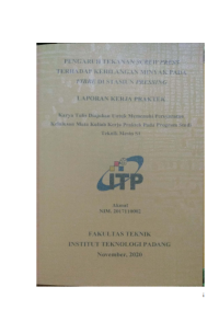 Image of Pengaruh Tekanan Screw Press Terhadap Kehilangan Minyak pada Fibre di Stasiun Pressing