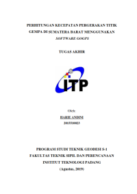 Image of Perhitungan Kecepatan Pergerakan Titik Gempa di Sumatera Barat Menggunakan Software GOGPS