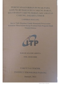 Image of Perencanaan Beban Puncak pada Gedung Rumah Susun Cakung Barat, Kelurahan Cakung Barat, Kecamatan Cakung, Jakarta Timur