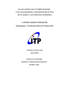 Image of Analisa Kerusakan Turbocharger pada Motor Diesel Lokomotif BB 303 78 01 di PT. Kereta Api Indonesia (Persero)