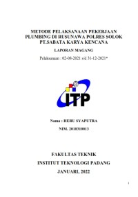 Image of Metode pelaksanaan Pekerjaan Plumbing di Rusunawa Polres Solok PT. Sabata karya Kencana