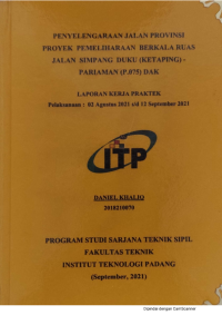 Image of Penyelenggaraan Jalan Provinsi Proyek Pemeliharaan Berkala Ruas  Jalan Simpang Duku (Ketaping)- Pariaman (P,075) Dak