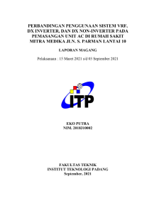 Image of Perbandingan Penggunaan Sistem VRF, DX Inverter, dan DX Non-Inverter pada Pemasangan Unit AC di Rumah Sakit Mitra Medika Jln. S. Parman Lantai 10