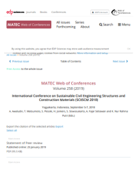 Image of SCESCM-2018 Matec Web of Conference