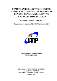 Image of PEMETAAN BIDANG TANAH UNTUK USAHA KECIL MENENGAH DI NAGARI LUNANG TENGAH KECAMATAN LUBANG , PESISIR SELATAN