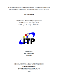 Image of Kajian Efisiensi Alat Pengering Pompa Kalor Jenis Fluidasi Tipe Horizontal Menggunakan Penukar Kalor Dua Tingkat