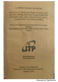 Image of PEMETAAN TEMATIK PERTAHANAN DAN RUANG (PTPR) MENGGUNAKAN SIPETIK NAGARI TALU, KECAMATAN TALAMAU, KABUPATEN PASAMAN BARAT