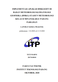 Image of Implementasi Aplikasi BMKG Soft di Badan Meteorologi Klimatologi Geofisika (BMKG) Stasiun Meteorologi Kelas II Minangkabau Padang Pariaman