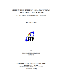 Image of Studi Analisis Pemilihan Moda Tansportasi Travel dengan Sepada Motor (Studi Kasus Solok Selatan - Padang)