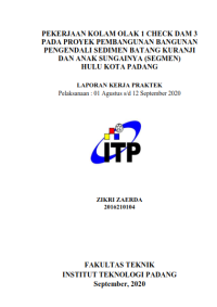 Image of Pekerjaan Kolam Olak 1 Check DAM 3 pada Proyek Pembangunan Bangunan Pengendali Sedimen Batang Kuranji dan Anak Sungainya (Segmen) Hulu Kota Padang