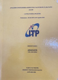Image of ANALISIS UNJUK KERJA REDUCING VALVE DI PLTA BATANG AGAM