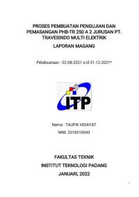 Image of Proses Pembuatan Pengujian dan Pemasangan PHB-TR 250 A 2 Jurusan PT. Travesindo Multi Elektrik