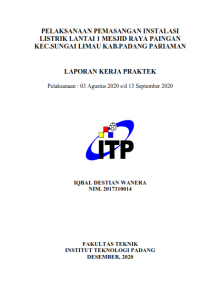 Image of Pelaksanaan Pemasangan Instalasi Listrik Lantai 1 Mesjid Raya Paingan Kec. Sungai Limau Kab. Padang Pariaman