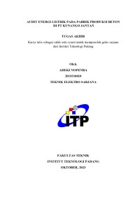Image of AUDIT ENERGI LISTRIK PADAPABRIK PRODUKSI BETON DI PT. KUNANGO JANTAN