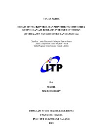 Image of Desain sistem kontrol dan monitoring suhu serta ketinggian air berbasis internet of things(studi kasus aquarium ukuran 30*30*30cm)