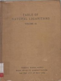 Image of Table of Natural Logarithms vol III
